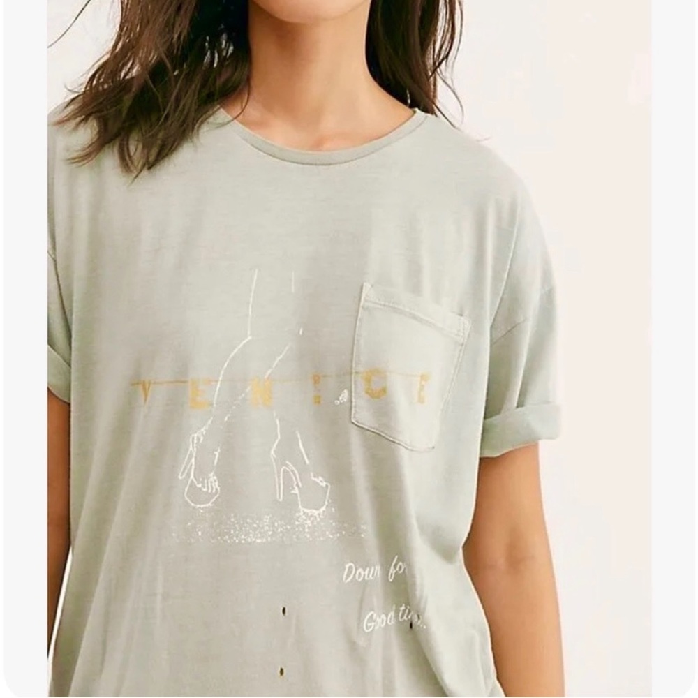 NWOT Free People x One Teaspoon Venice Distressed Tee